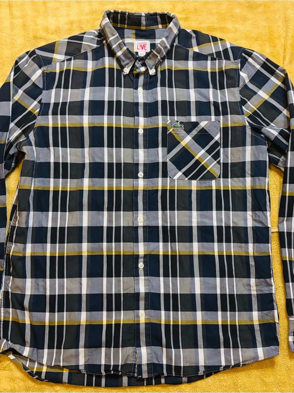 Lacoste Live Plaid Long Sleeve Button Down Shirt Size 42 (US Med/Large)